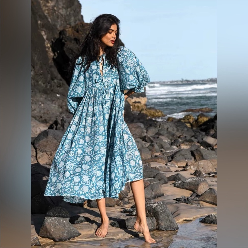 Daughters of India - Kyra Midi Dress Ocean Blue
